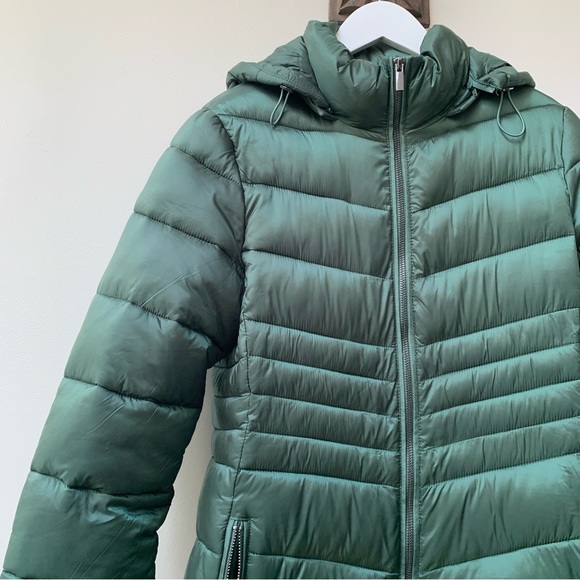 Hobbs green padded coat jacket size uk 10 removable hood - Picture 6 of 15